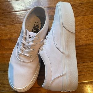 Vans white platform canvas sneaker size 7